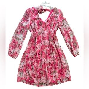 NWT INC International Concepts Tropical Rose (Bright Pink) Lined Chiffon Dress